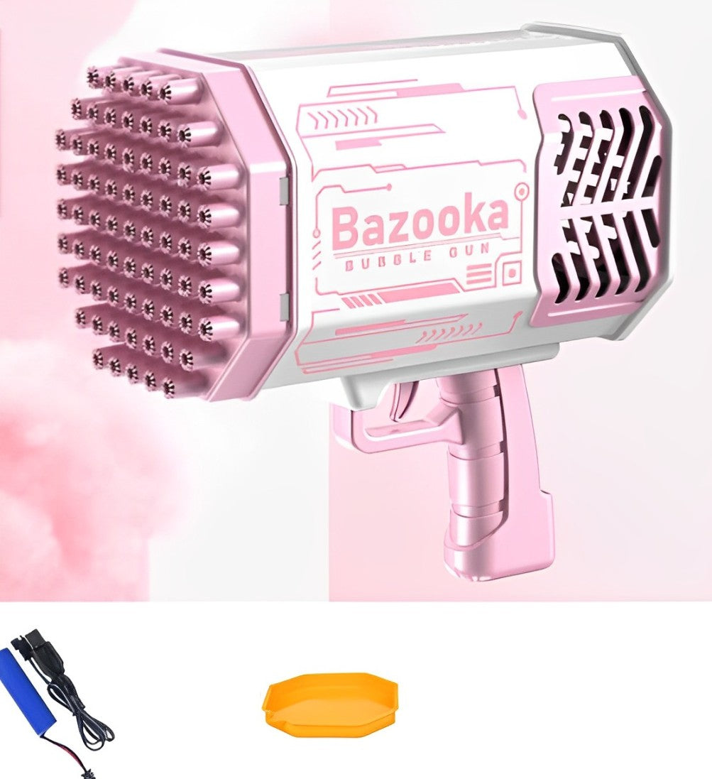 Rocket Bubble Gun with 69 Holes and Lights for Kids
