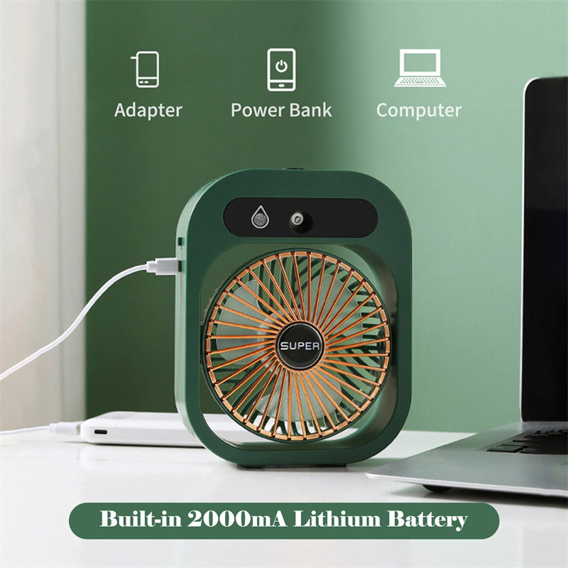 USB Rechargeable Portable Misting Fan and Air Cooler with Humidifier