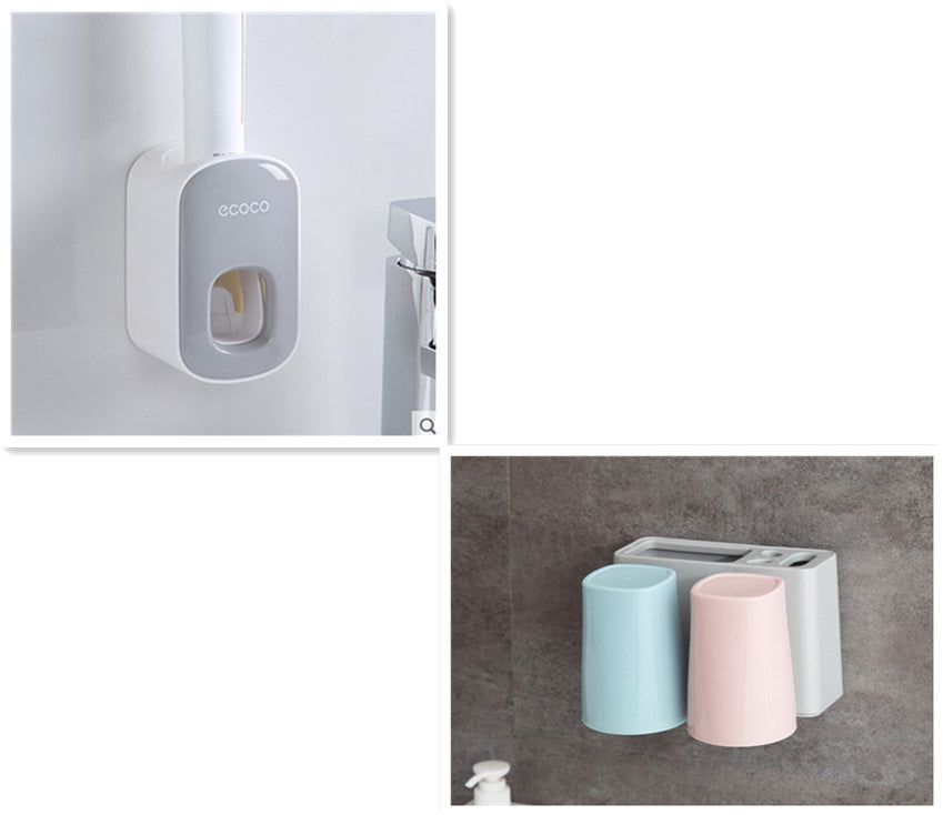 Automatic Toothpaste Dispenser & Wall-Mounted Bathroom Accessories Set
