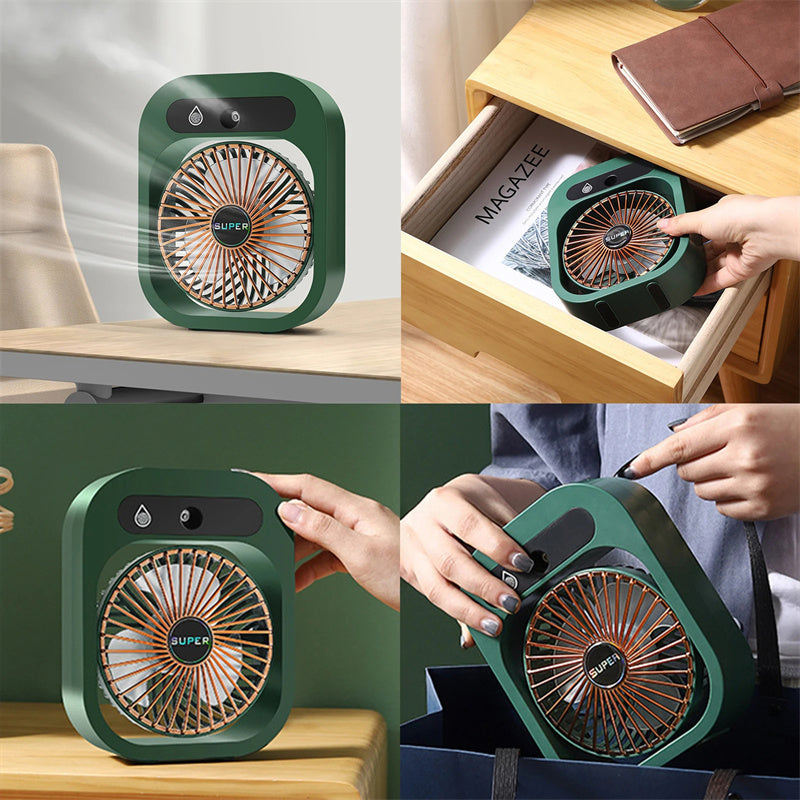 USB Rechargeable Portable Misting Fan and Air Cooler with Humidifier