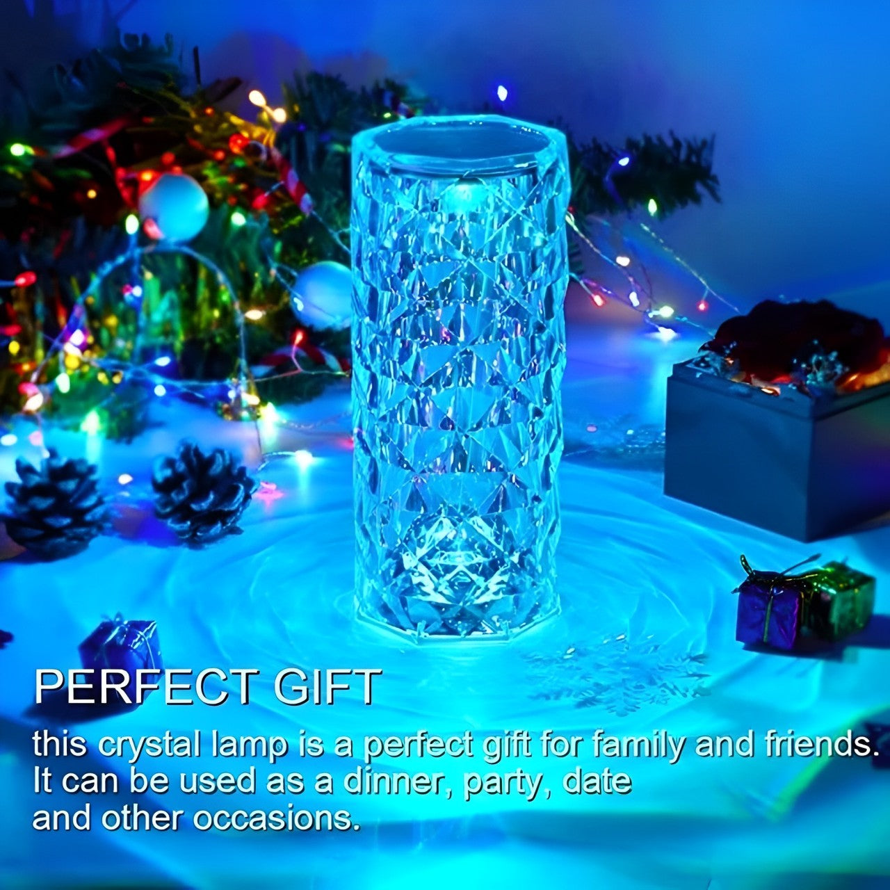 16 Color LED Crystal Rose Touch Table Lamp.