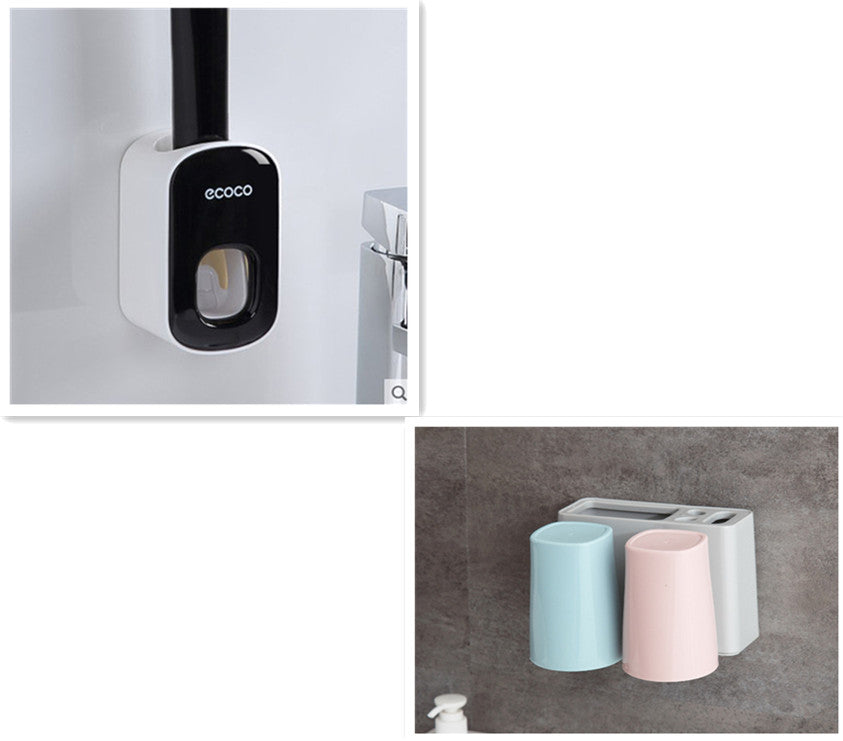 Automatic Toothpaste Dispenser & Wall-Mounted Bathroom Accessories Set
