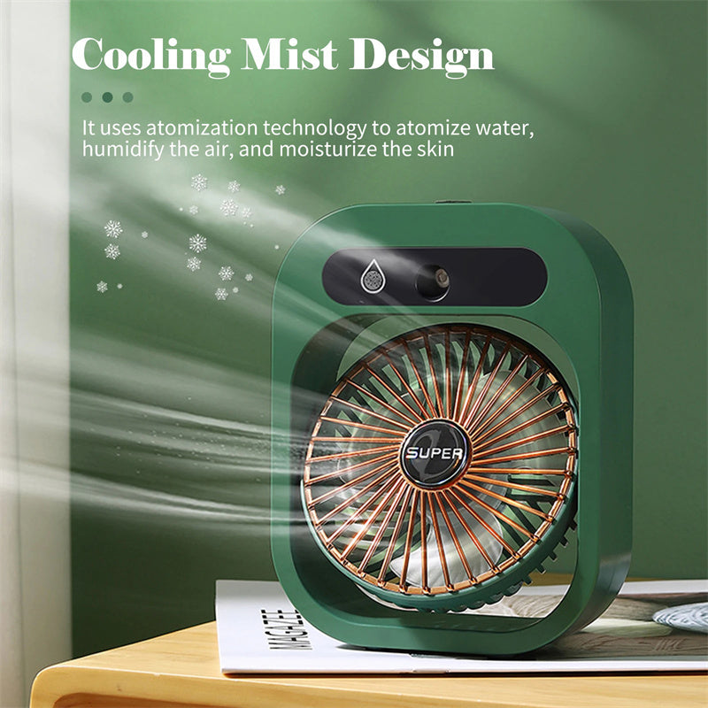 USB Rechargeable Portable Misting Fan and Air Cooler with Humidifier