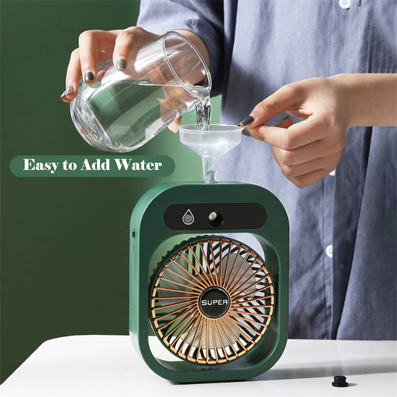 USB Rechargeable Portable Misting Fan and Air Cooler with Humidifier