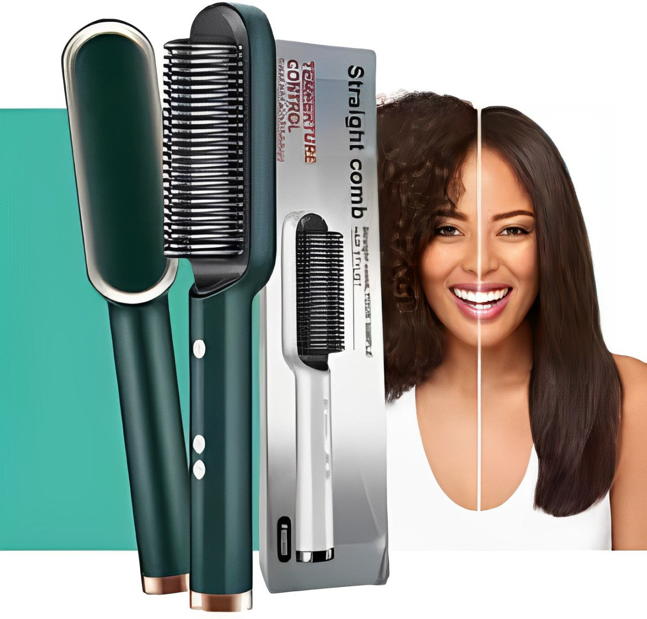 New 2 In 1 Hair Straightener Hot Comb