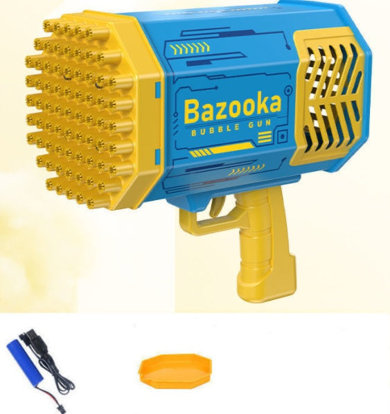 Rocket Bubble Gun with 69 Holes and Lights for Kids