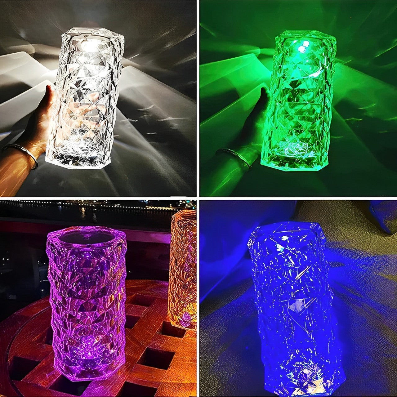 16 Color LED Crystal Rose Touch Table Lamp.