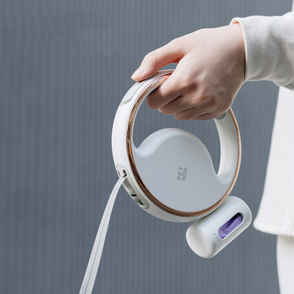 Smart LED Retractable Dog Leash with Waste Bag Holder