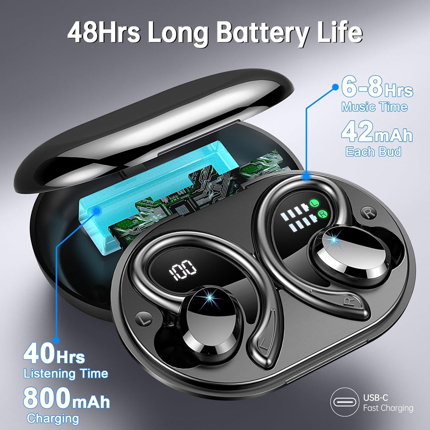 Wireless Smart 52 Bluetooth earbuds with Digital Display