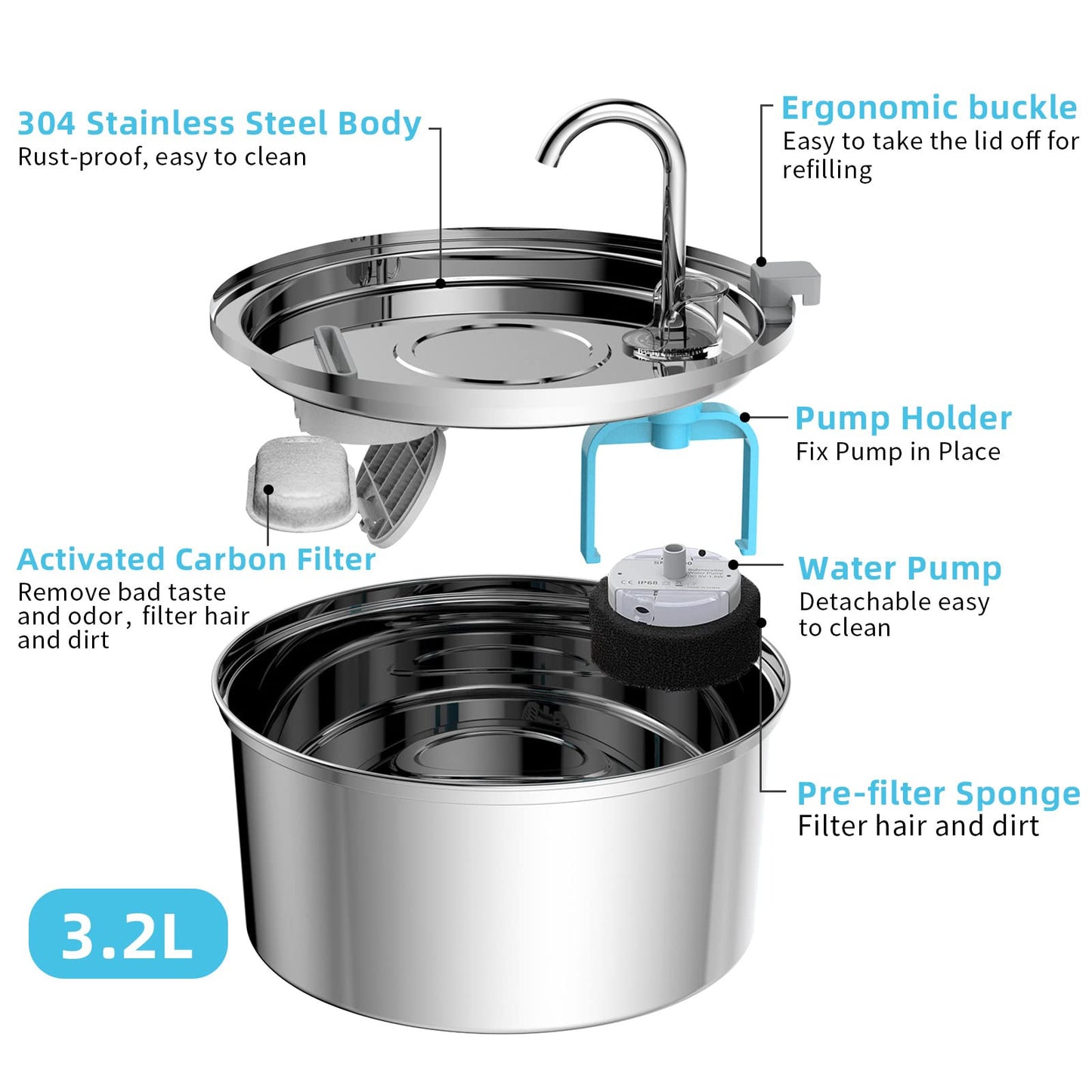Automatic Stainless Steel Pet Water Fountain