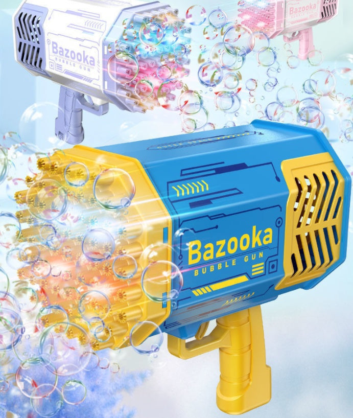Rocket Bubble Gun with 69 Holes and Lights for Kids