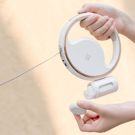 Smart LED Retractable Dog Leash with Waste Bag Holder
