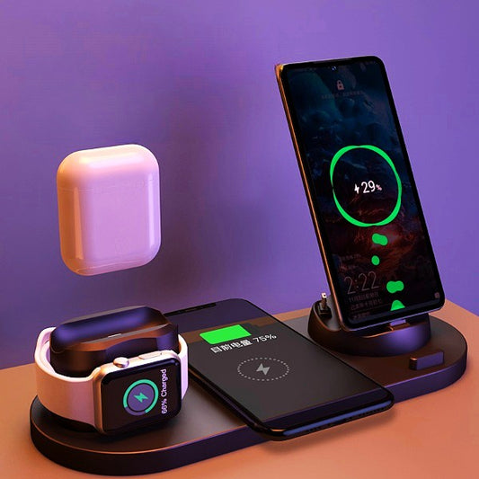 6-in-1 Wireless Fast Charger for Phones, Smartwatch and Earbuds